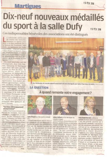 Remise de médailles Jeunesse et Sports à Martigues (Bouches du Rhône)
